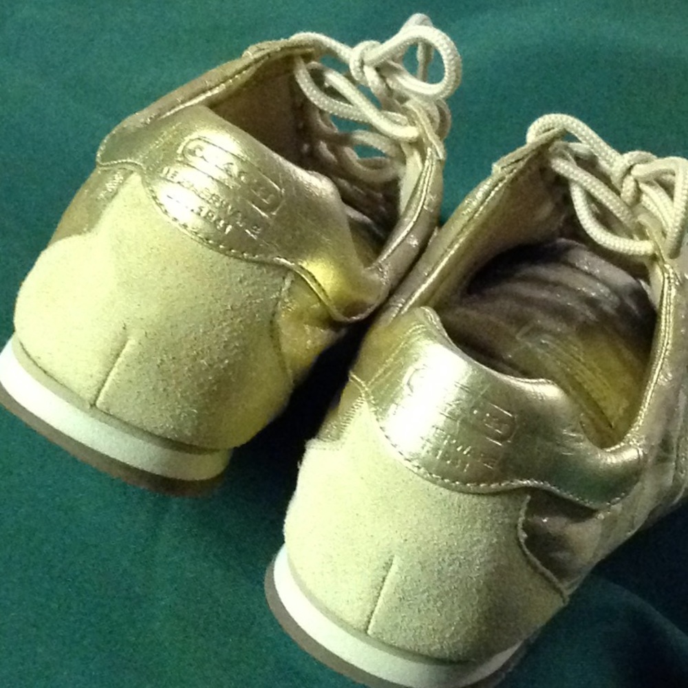 Gold and tan Coach sneakers - Picture 3 of 6